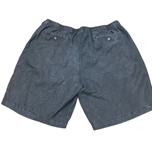 28 Palms Shorts Women XL 9" Black 100% Linen Elastic Waist Zip Button - Picture 2 of 12